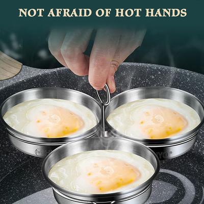 3-In-1 Stainless Steel Egg Steamer Household Multi-Functional Round Boiled Egg Kitchen Utensils