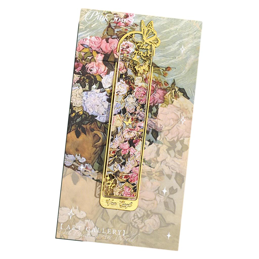 Vintage Art Bookmarks Oil Painting Themed Bookmarks Hollow Out Metal Bookmarks Book Page Divider for Book Lover Teacher