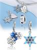 Charms Plata Blue Snowflake Heart Copper Plated For Charms Copper Plated Original Bracelet For Jewelry Making