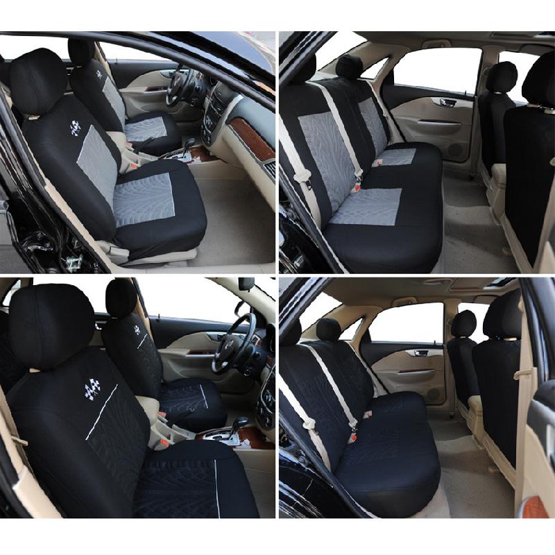 One Set Grey+Black Full Set 5-Seat Car Seat Cover Protector Cushion High Quality