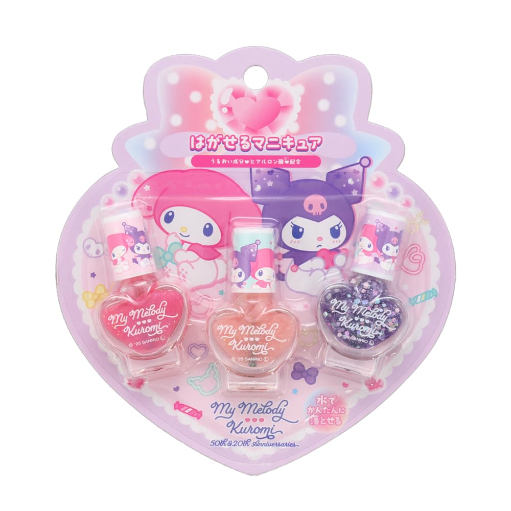 Shobido Sanrio Peel-Off Nail Polish 3-Piece Set (My Melody & Kuromi) Sanrio Characters Kids Cosmetics SA43881