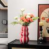 Modern niche simple striped vase flower arrangement high-end creative retro painted ceramic vase