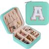 Large Capacity Jewelry Box for Stud Earrings and Rings - Portable Leather Storage with Letter Design