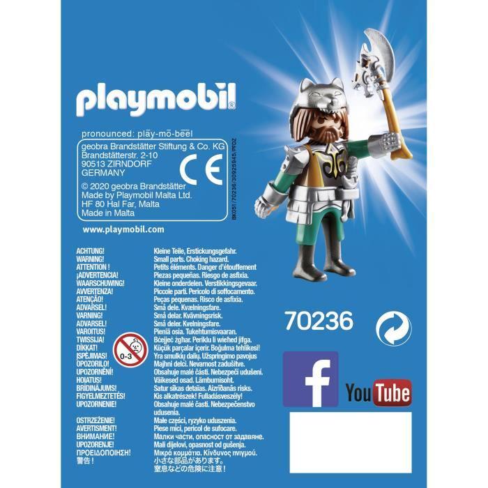 Playmobil - knights - playmobil friends - guerrier du loup avec armure, épée, hache et casque loup