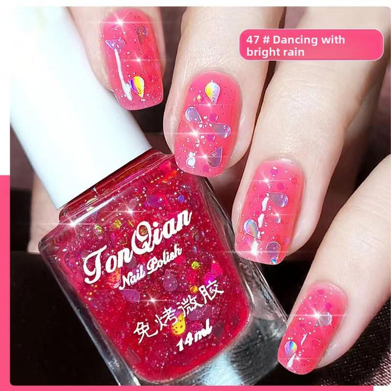 

Летний интернет-знаменитость, новый хит продаж, лак для ногтей для женщин, стойкий, не требующий запекания, не отслаивающийся, классический, отбеливающий, вишнево-красный 14ml