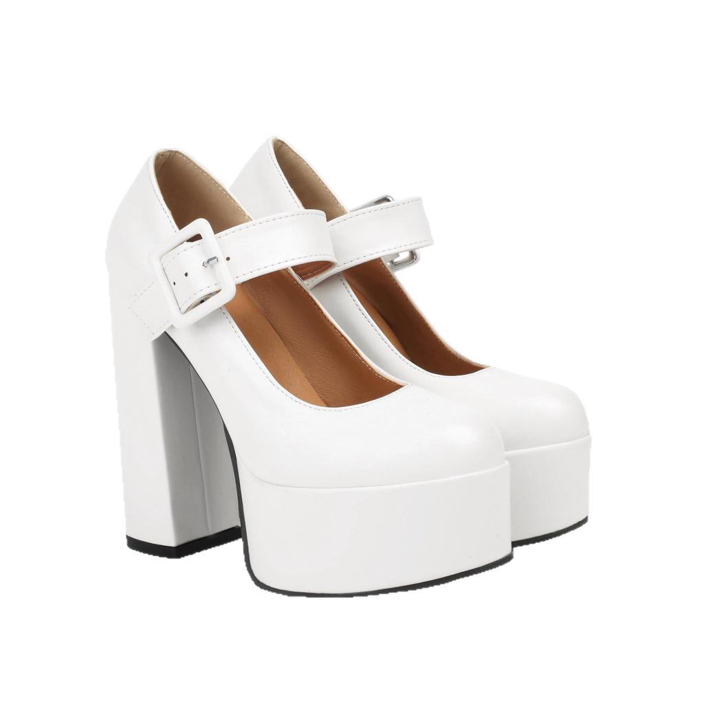 Zapatos de Tacón Alto Mary Jane con Hebilla Cuadrada de Plataforma 2026 - Zapatos de Escenario de Tacón Grueso con Correa Única para Mujer
