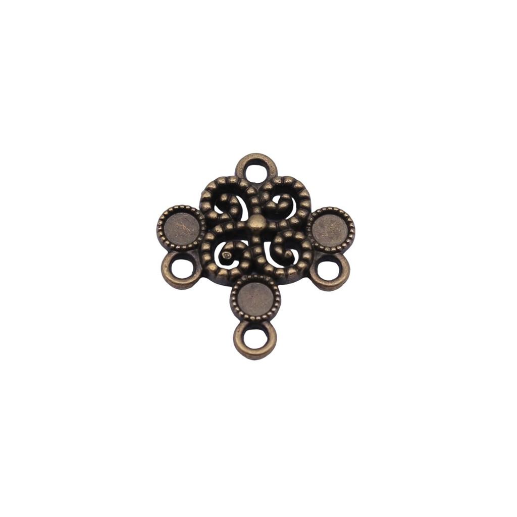 Floral Multi Loop Charm Vintage Filigree Findings Fit Flat Cabochon For Jewelry DIY