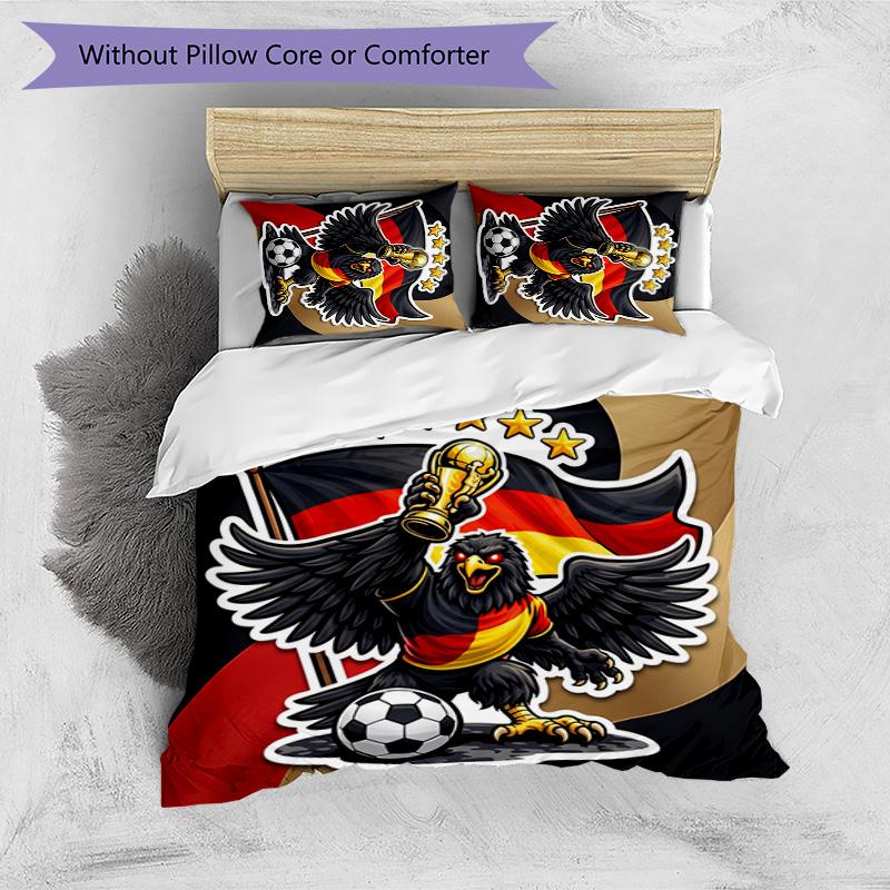 Germany Football Printed Bedding 3 Piece Set Cozy Breathable Bed Cover Set As Housewarming Holiday Gift
