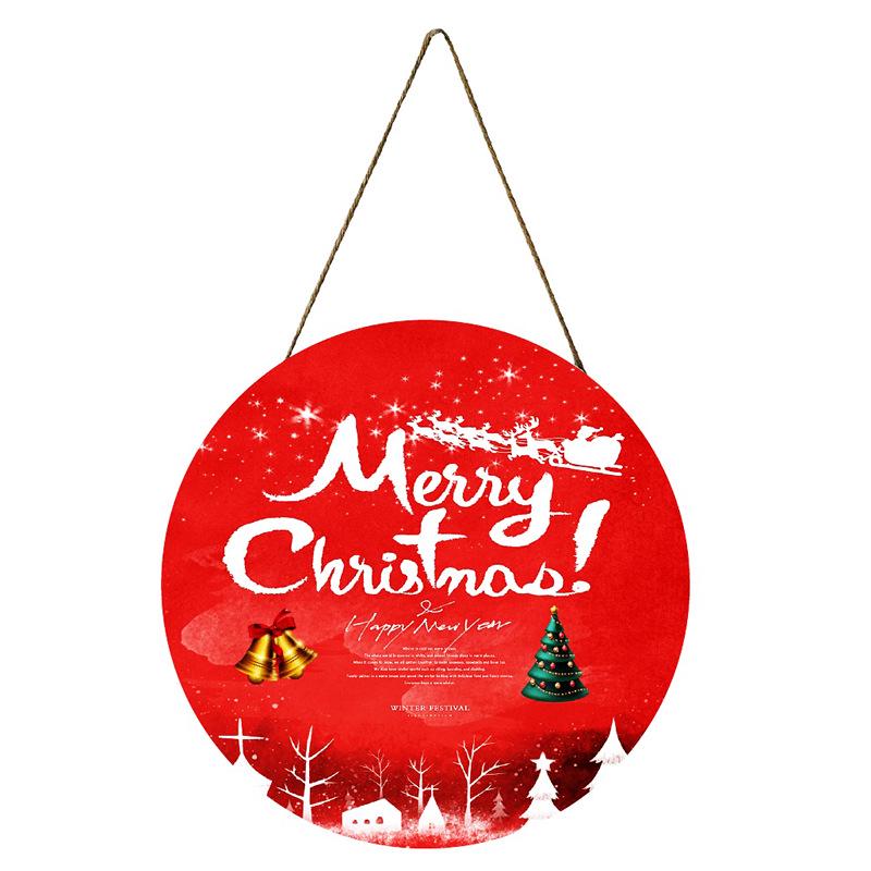 Christmas Wooden Hanging Welcome Sign - Dual-Use Decoration for Shop or Home