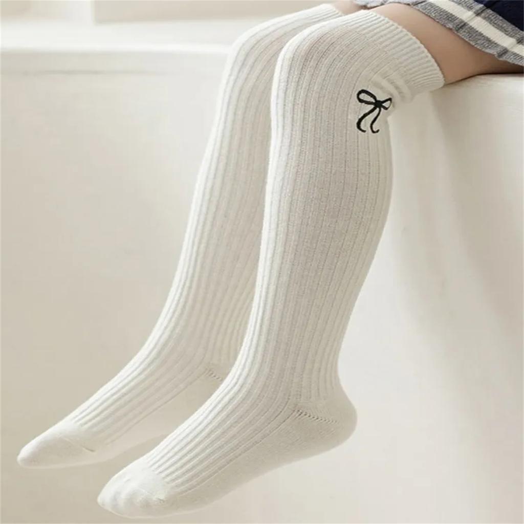 Children's Over-the-knee Socks Double Needle Embroidery Calf JK  Socks Cotton Spring Long Tube