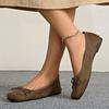 New Women's Bow Decoration Women Designer Shoes Comfortable Retro Brown Velvet Casual Soft Sole Outside Ballet Flats for Ladies