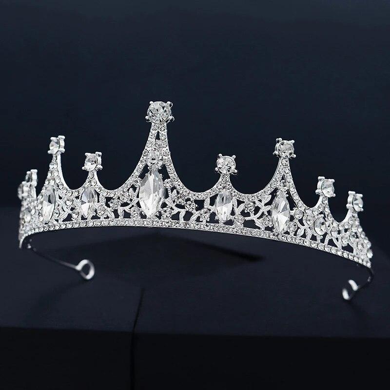 Black Big Rhinestone Crystal Rhinestone Party Wedding Hair Jewelry Accessories Birthday Tiaras Halloween Crown Women