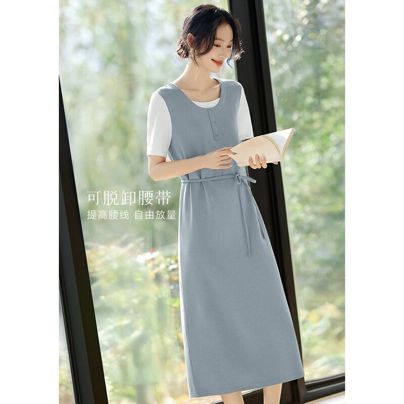 XWI Women s Faux Two-Piece Color Block Knitted Dress L