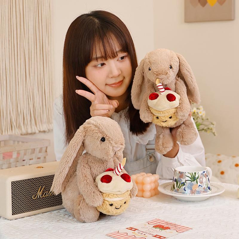 31cm Bonnie Rabbit Plush with Birthday Cake Cute Bunny Doll Easter Gift Kids Birthday Decor