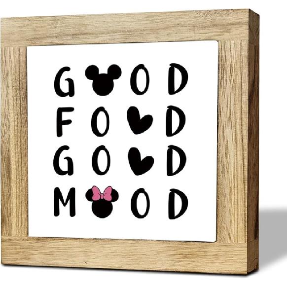 Good Food Good Mood - Funny Wood Kitchen Sign, Kitchen Dining Room Decor, Funny Words Cookhouse Decorative, Amusing Inspirational Quote Farmhouse Kitchen Sign 10