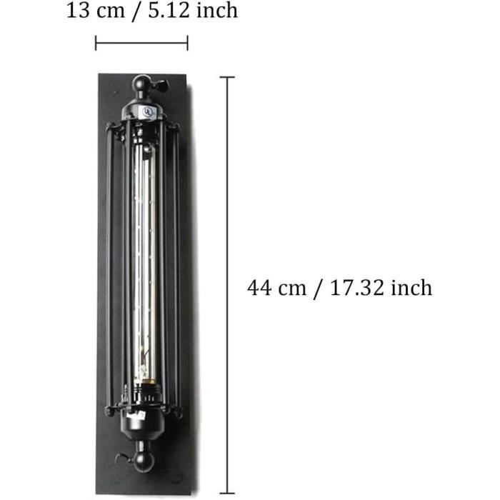 Applique Murale - PAUWER - Vintage E27 - Acier - Installation Facile - Ampoule Incluse