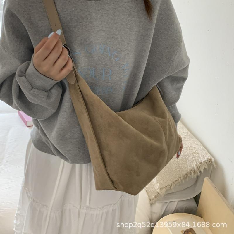 Retro Suede Underarm Bag Women's Autumn New Simple Large-capacity Commuter Shoulder Bag Fashionable Tote Bag