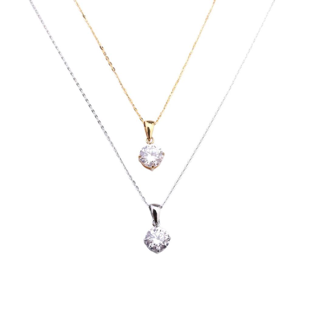 European-style Single Diamond Pendant Necklace - Women's Fashion Clavicle Chain with Elegant, Minimalist Design