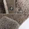 Winter Coat Round Neck Long Sleeve Single Breasted Plush Jacket with Pockets Solid Color