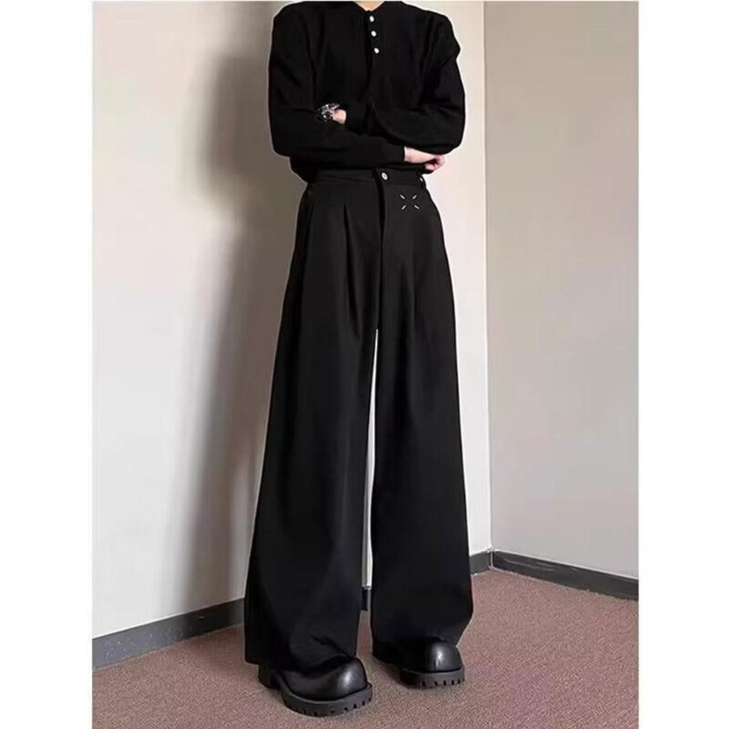 Men's Wide,leg Dress Pants, High,waisted, Draped Casual Pants