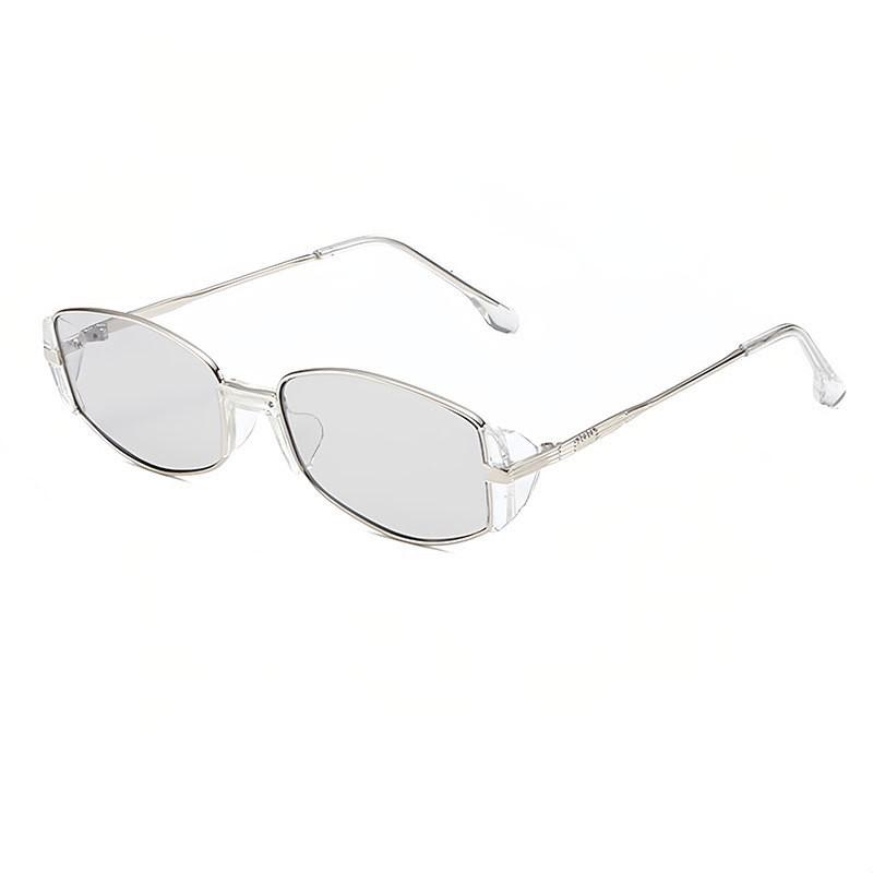 High-End European & American Retro Modern Slim Metal Frame Sunglasses, Tea-Colored Lens