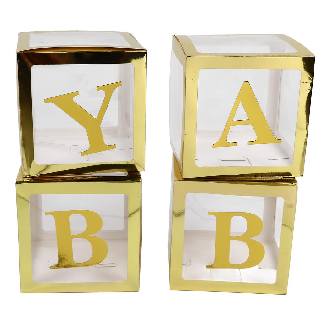 Baby Shower Balloon Box Safe Harmless Golden Transparent Pre Folded Paper Plastic Clear Baby Boxes