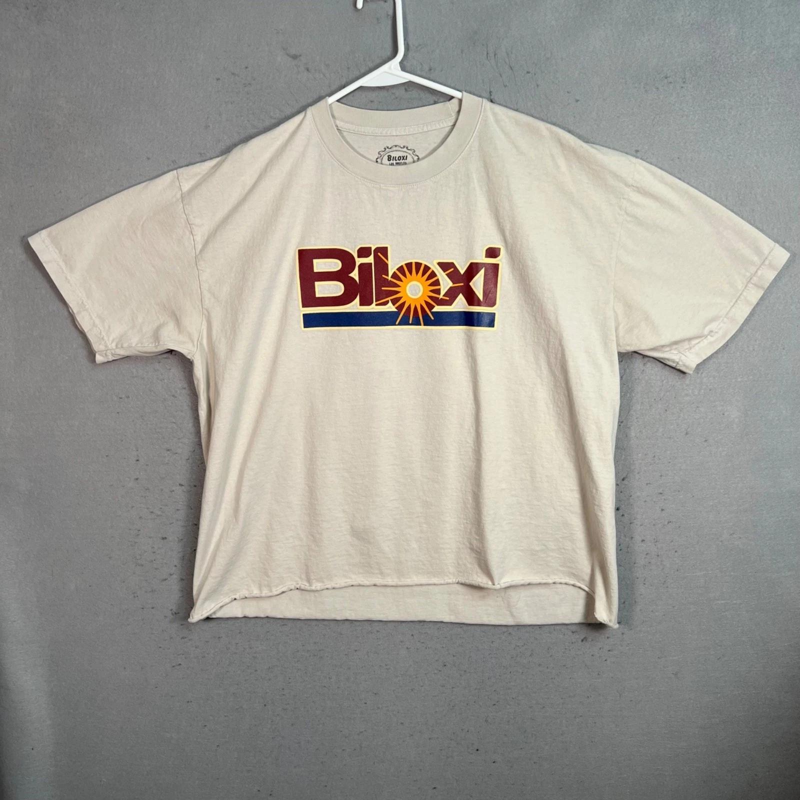

Biloxi Los Angeles Graphic T-Shirt XL 100% Pure Cotton Mens Beige Short Sleeve XL