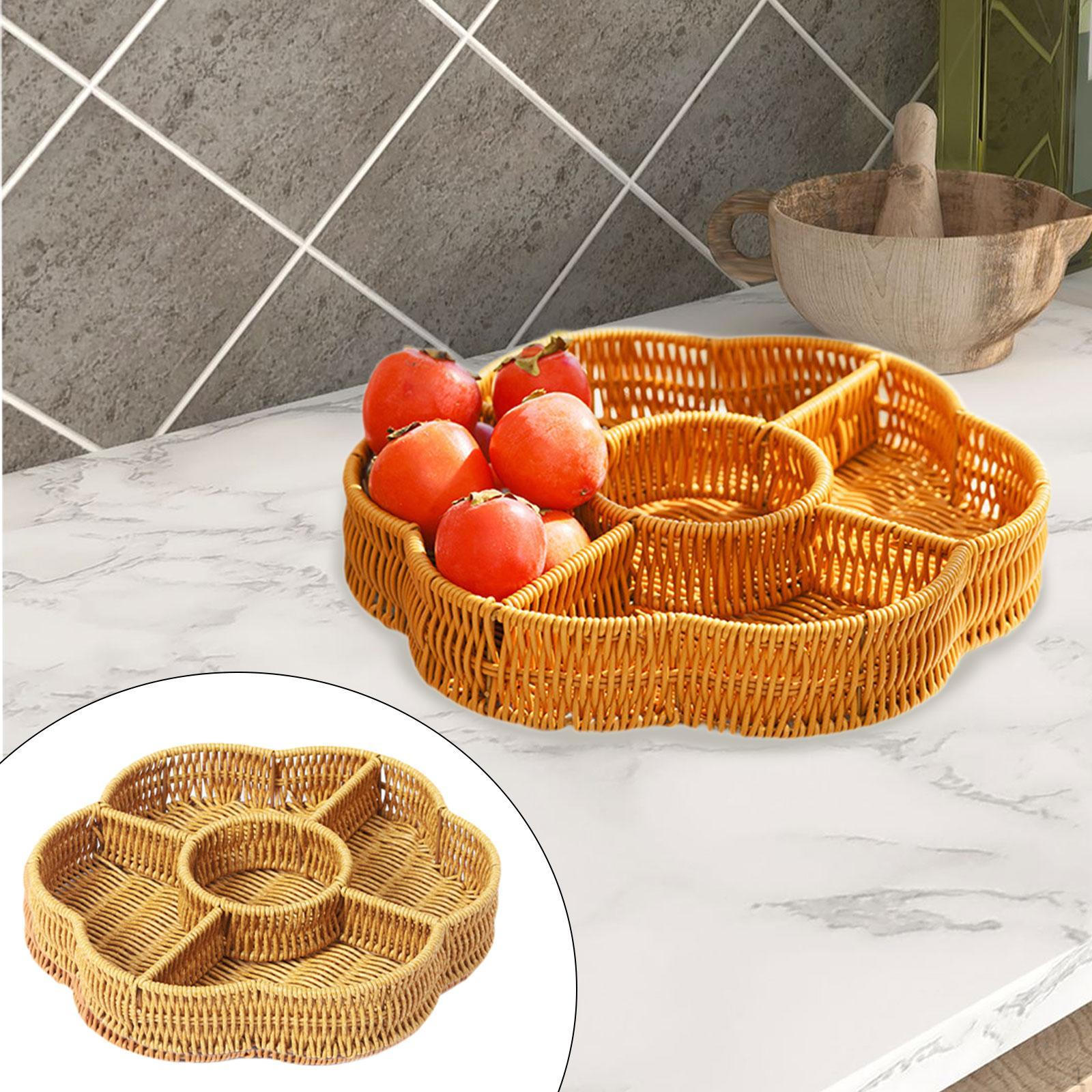 

Тарелка для сухофруктов на 5 решеток, многоцелевой поднос для закусок, плетеная вручную корзина для журнальных столиков