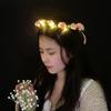 Świecący Kwiat Różany Party LED Girlanda Dekoracja Korona na Głowę Opaska z Kwiatów Wianek