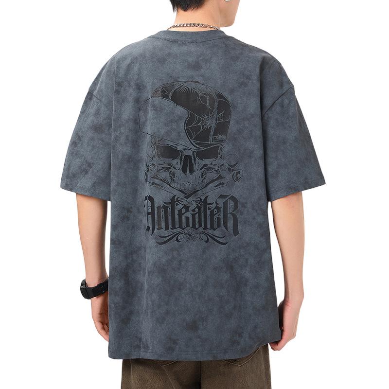 

Новая американская мужская футболка с коротким рукавом из трикотажа высокой плотности со свободным принтом 4XL серый