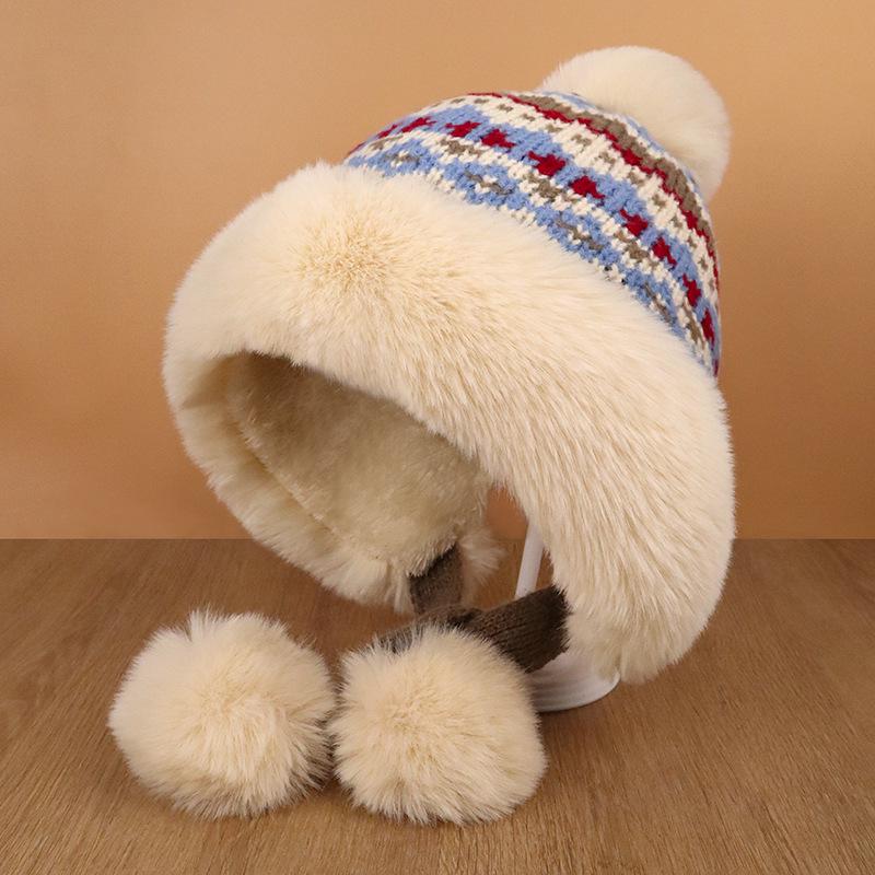 Korean Retro Winter Plush Lei Feng Hat: Warm, Stylish Ear Protection Wool Hat for Women, Slimming Face Effect