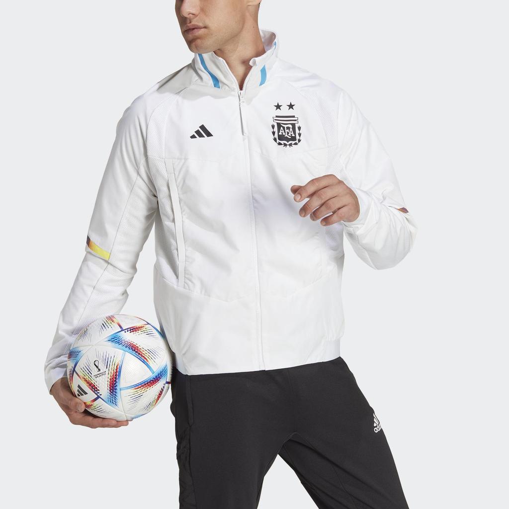 Adidas Argentina National Team World Cup Entrance Print Logo Zip-Up Stand Collar Jacket Men Jacket White IC4446