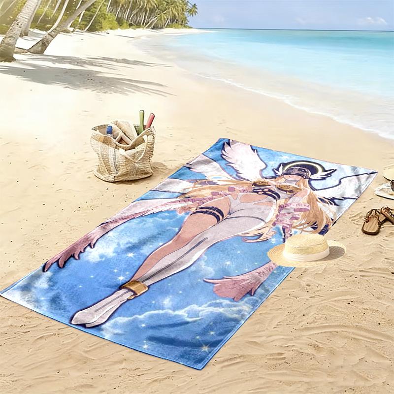 Angewomon Print Beach Towel, Large Soft Quick Dry Towel for Beach Camping Swimming