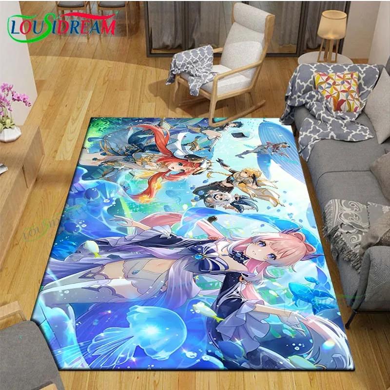 Popular Cartoon Game G-Genshin Impact Printed Carpet Living Room Anti-Skid Area Rug Kids Bedroom Mats Yoga Mat Carpet Decor Gift