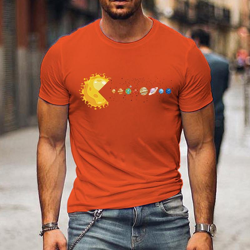 Solar System Funny Planet Sun and Astrology T-shirt Herr Kortärmad T-shirt för Herr Street Shirts Toppar Oversized Herr Tee Shirt