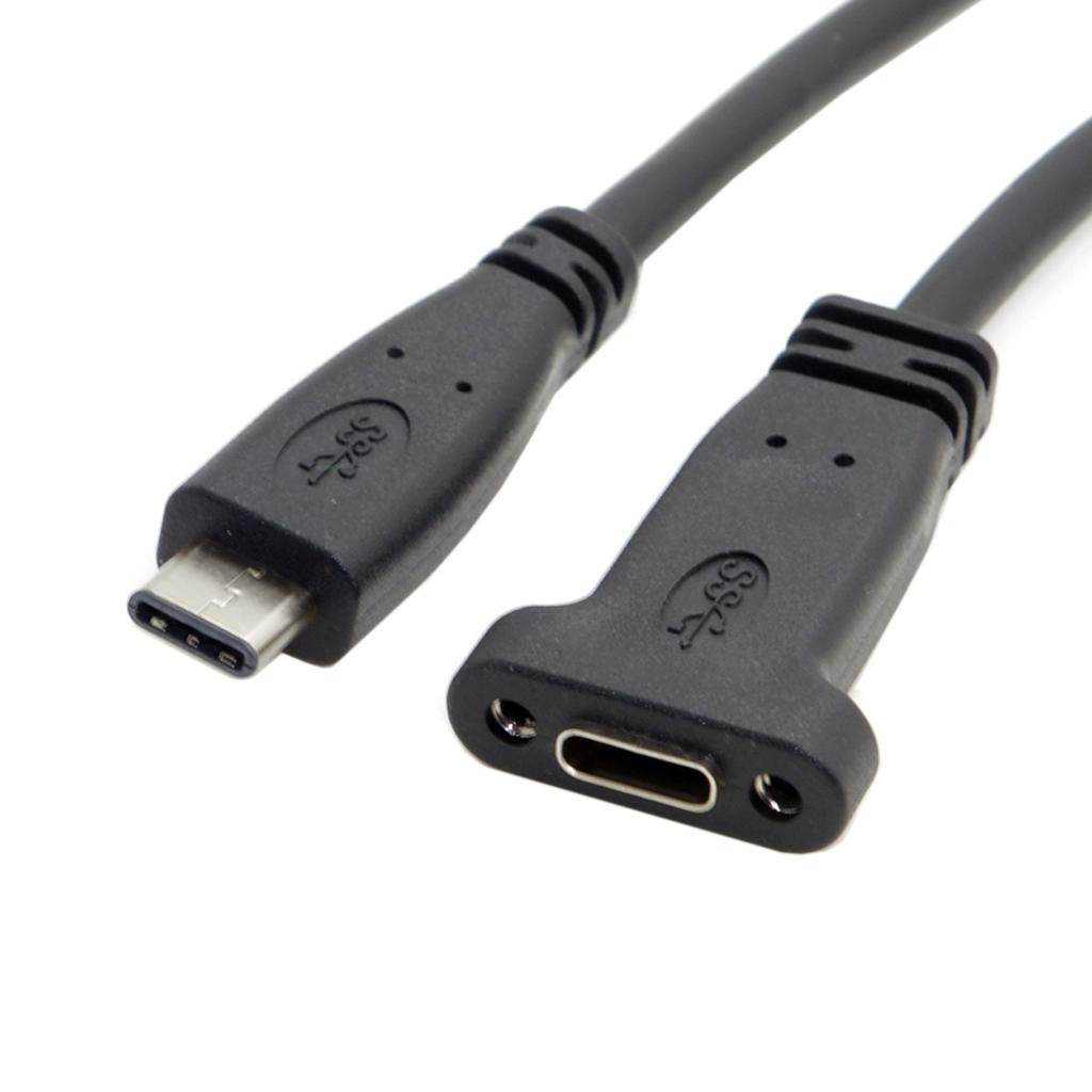 USB-C USB 3.1 Type C Male to Female Extension Data Cable with Panel Mount Screw Hole