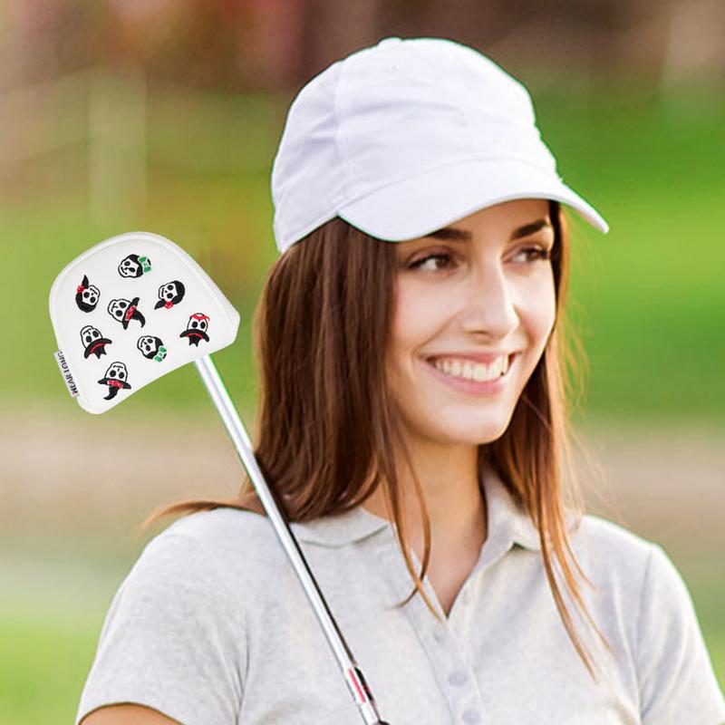 Golf Putter Cover PU Putter Head Wrap Cover Waterproof Protective Wrap Skull Pattern Magnetic Buckle Outdoor Sport Accessories