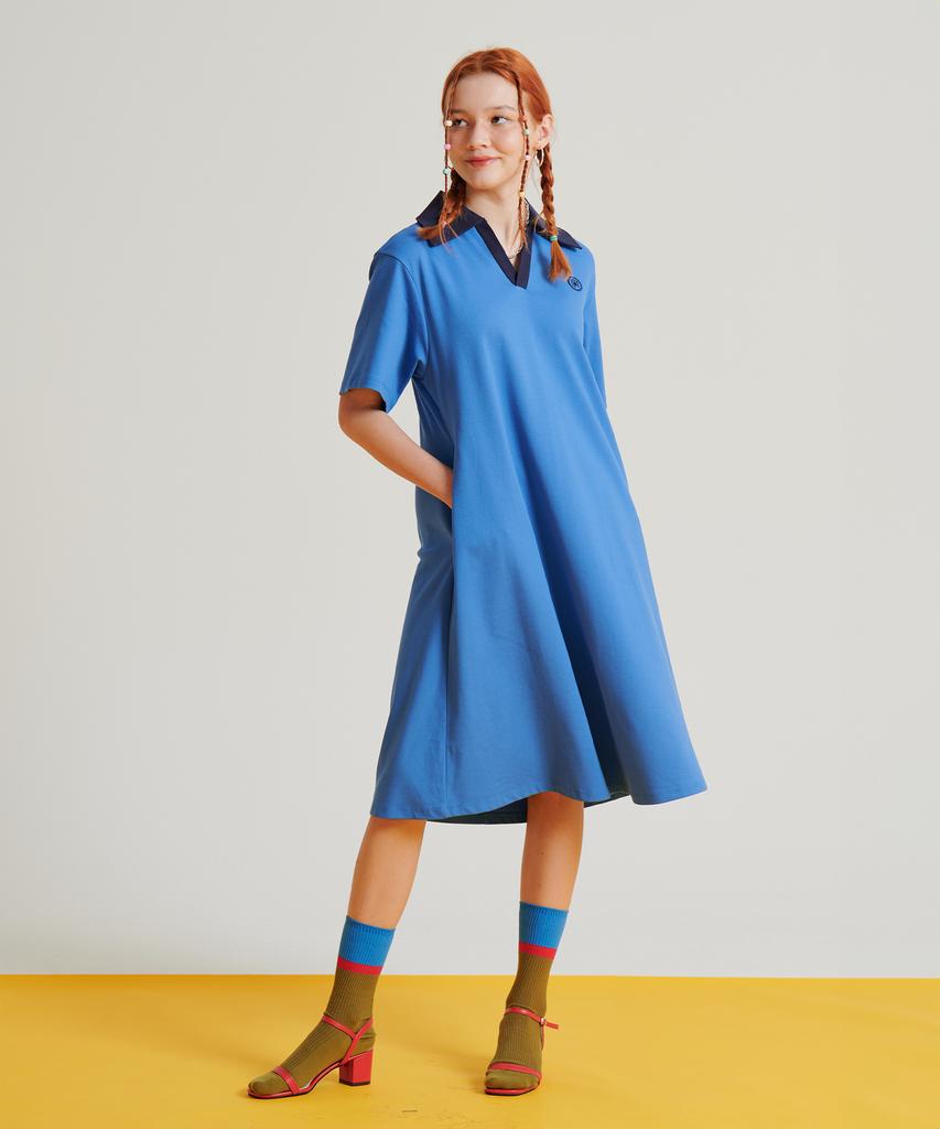 Metapeo Met Lovely Summer Collared Dress Blue