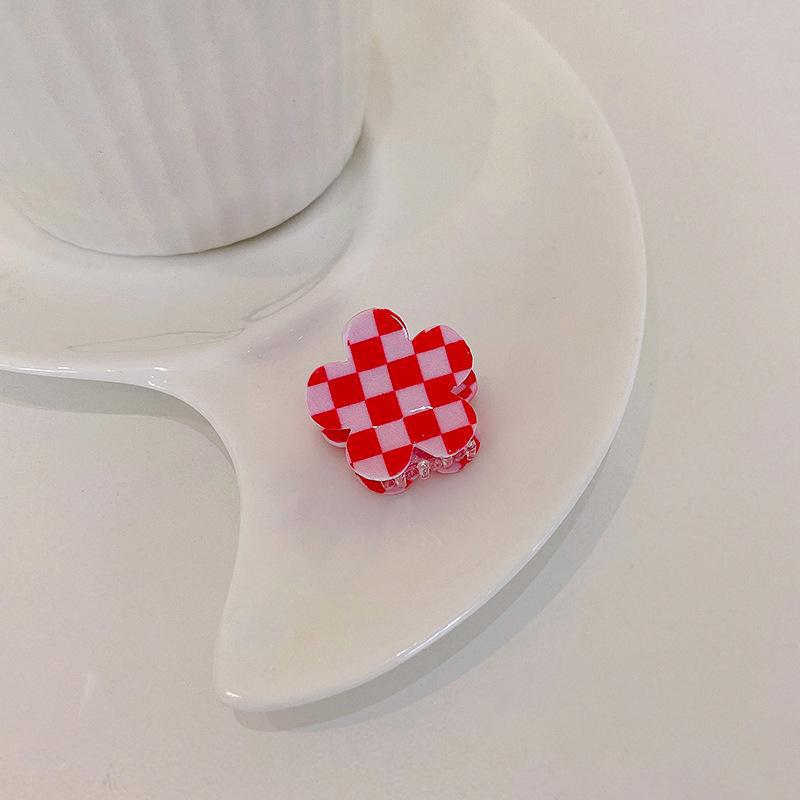 

Корейские мини-заколки для волос с шахматной мозаикой для детей - милые квадратные заколки для челки, аксессуары для волос F600 large grid розовый/красный