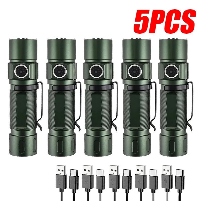 1100LM Powerful EDC LED Flashlight USB Rechargeable Tactical Torch With 18650 Built-in Battery Outdoor Camping Fishing Lantern