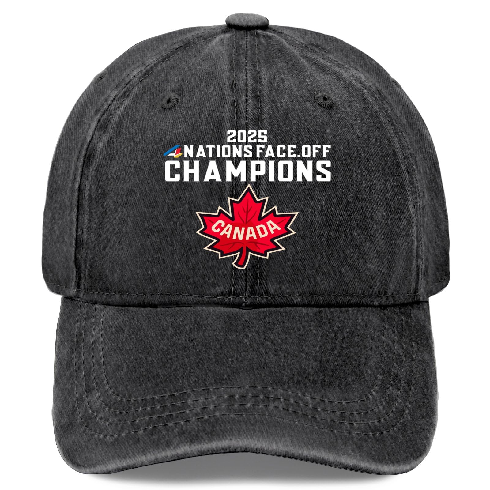 

Canada 2025 4 Nations Face-Off Hat Vintage Cotton Washed Baseball Caps Adjustable Dad Wine Red One Size чёрный