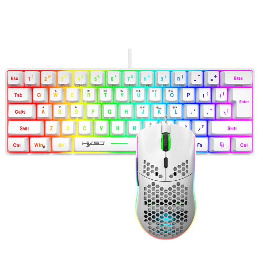 

60% Светящаяся RGB Проводная Клавиатура и Мышь Набор для Офиса и Игр V700W+J900W Set