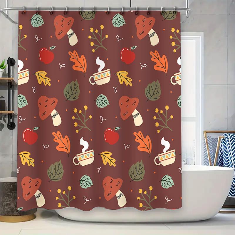 

Colorful autumn leaves shower curtain decor bathroom accessory waterproof liner floral pattern home textile design art wall hang 90x180cm
