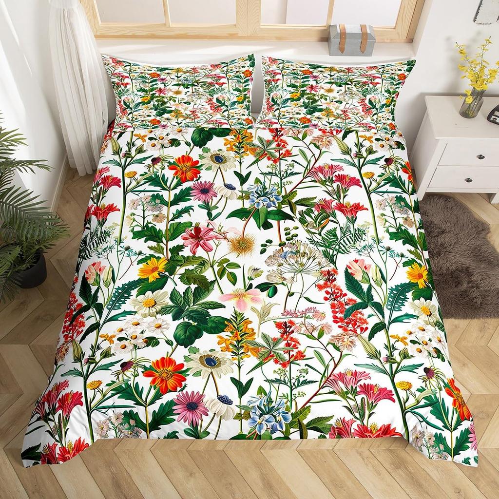 Comforter Peony Groovy Flower Floral Vintage Victorian Botanical Bedding Set Garden Petals Pastoral Plant Bed Set