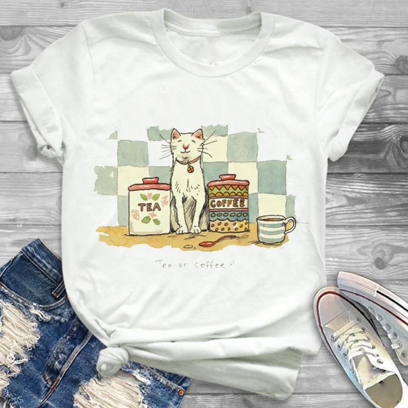Lovely Style Pet Print T-Shirt Crew Neck Casual Short Sleeve T-Shirt Spring Summer Women's Clothing Fashion Simple Short Sleeve