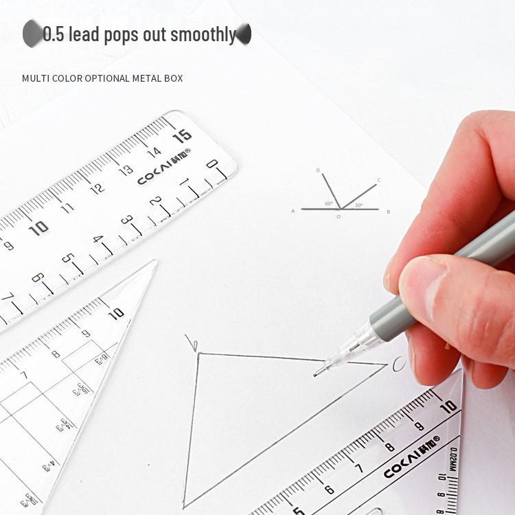 9-Piece Geometry Set for School: Compass, Protractor, Ruler, Square, and More
