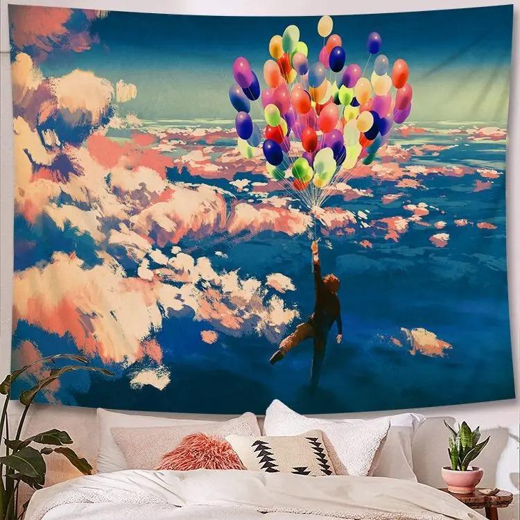 Character Illustration Style Background Cloth Office Living Room Tapestry Home Wall Decoration Tapestry