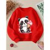 European sizes Crewneck Sweatshirt for Kids Featuring an Adorable Panda with a Pink Ice Cream.   Perfect for Sports And Casual Outings