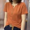 2024 Damskjorta med V-ringning och korta ärmar i bomull – Avslappnad sommar design