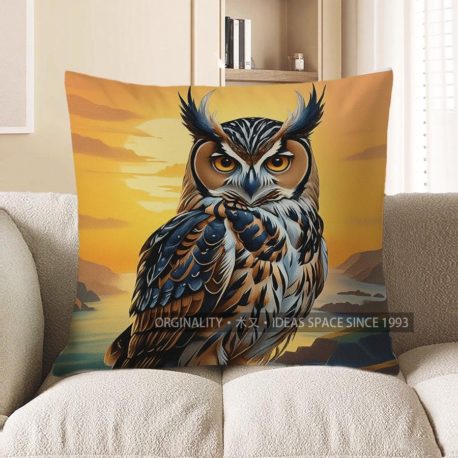Home Decor Owl In Autumn Landscape Throw Pillow Cover Pattern Cushion Cover Suitable For Sofa Bedroom Car Pillow Cover